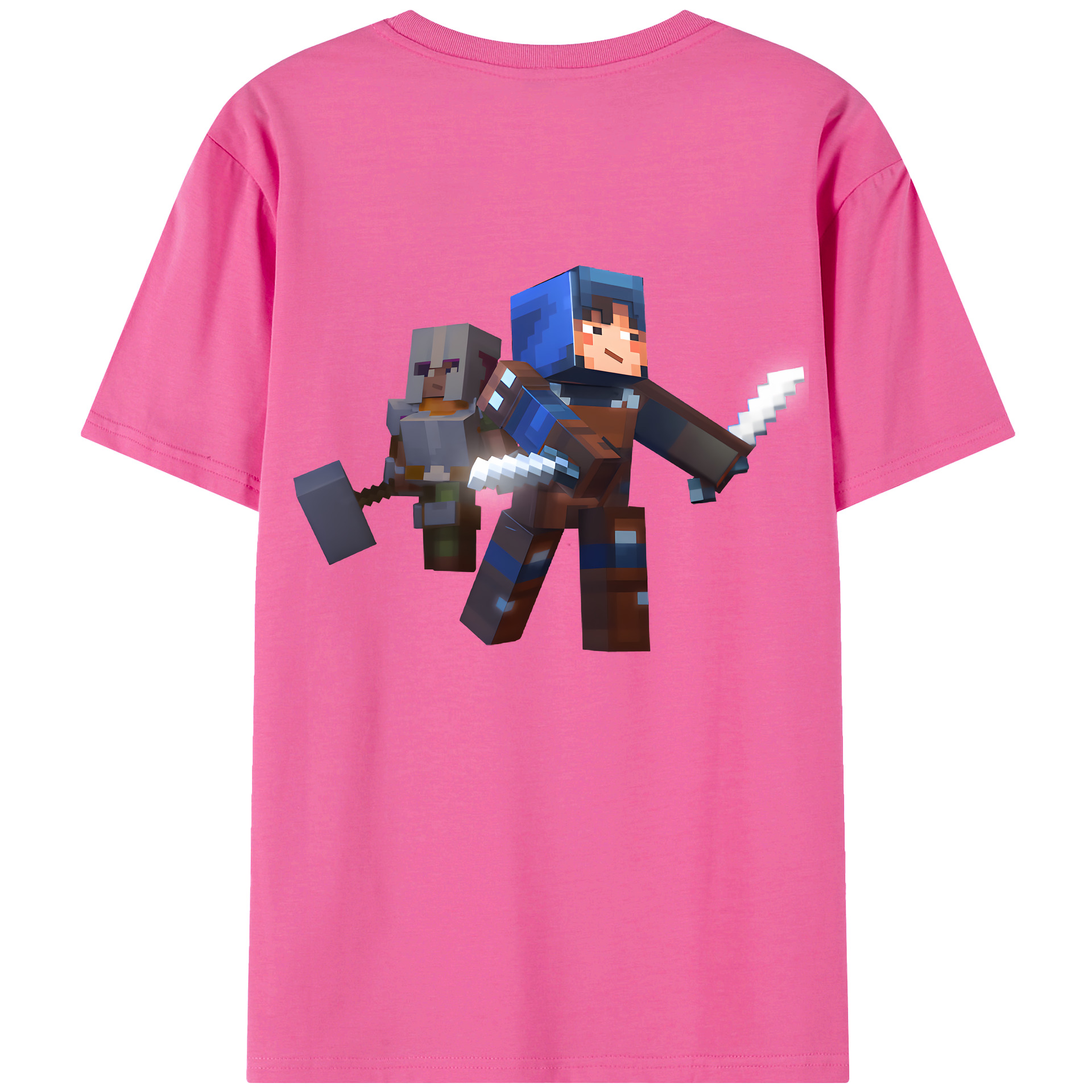 （画像用） マインクラフト ブロックの世界 Minecraft MC Block world レディース半袖Tシャツ(バックプリント)